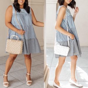 Ocean Waves Striped Tiered Dress